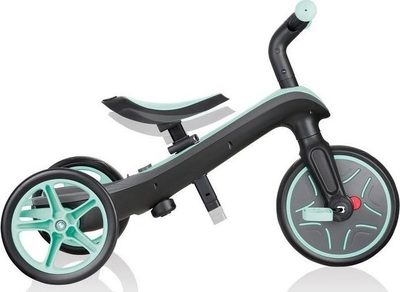 Tricikël për kalamaj Globber Explorer 4‑në‑1, me mbështetëse koke, me çati kundra rrezeve UV, ngjyrë mint jeshile