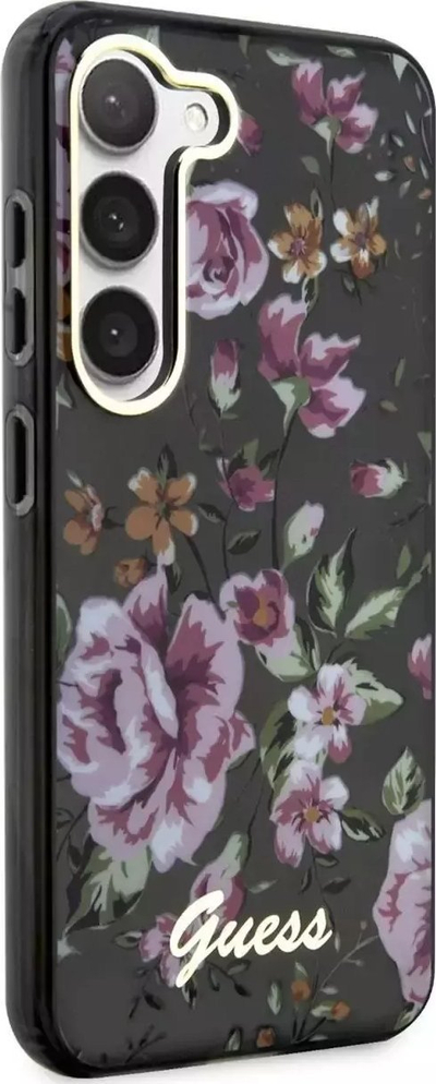 Mbrojtëse telefoni Guess Flower për Samsung Galaxy S23 Plus, TPU, me lule, e zezë