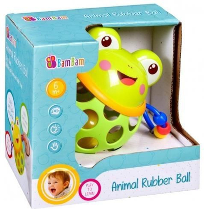 Top lodër BamBam Rubber Frog, me zile, shumëngjyrësh
