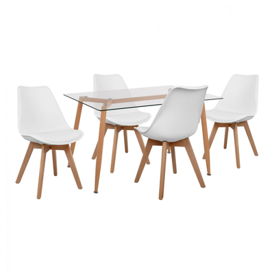 Set Tavolinë xhami + 4 karrige Vegas (HM11085)