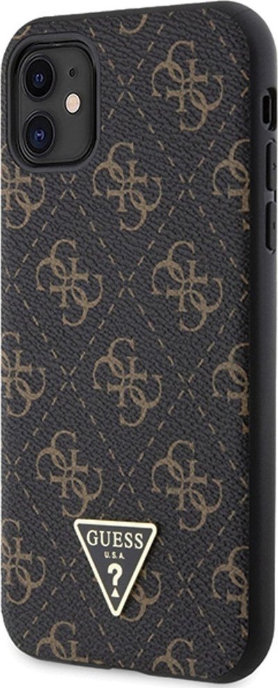 Çantë telefoni Guess 4G Triangle Metal Logo për iPhone 11, lëkurë ekologjike, e artë