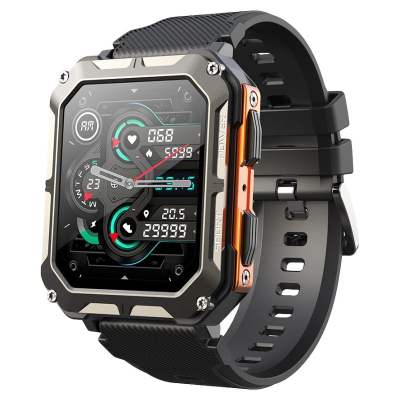 Smartwatch Rubicon RNCF27, Bluetooth Call, monitorim shëndeti, i zi portokalli