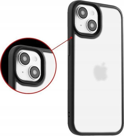 Mbulesë telefoni MX Ribbed Cam për iPhone 15 Plus 6.7", kornizë e butë, pjesa e pasme e tejdukshme, e zezë