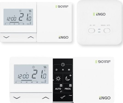 Termostat wireless programues Engo E901RF, për ngrohje dhe ftohje, i bardhë