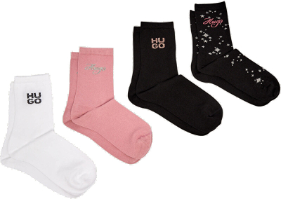 Set çorape për femra Hugo Boss, 4 palë, të bardha/zeza/rozë