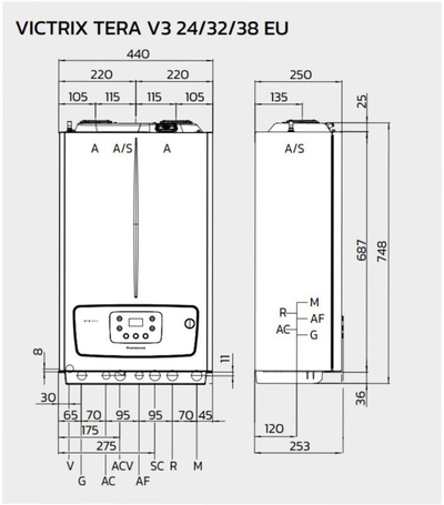 Kaldajë kondensuese me gaz Immergas Victrix Tera 24/28 V3, 24 kW, komplet oxhaku, e bardhë