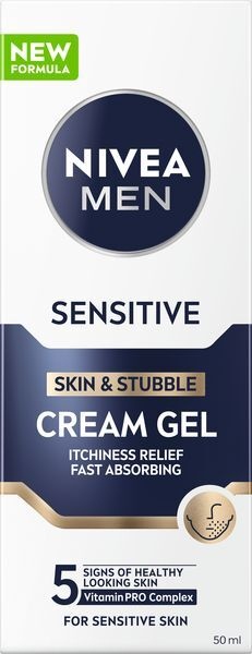 Xhel krem për lëkurë dhe mjekër Nivea Skin & Stubble Cream Gel Sensitive, 50 ml