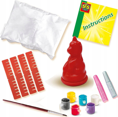 Set kreativ SES Creative 01299 për hedhje në kallëp dhe lyerje Unicorn, kallëp 3D, gips që thahet shpejt, shumëngjyrësh