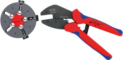 Pinca krimpuese Knipex MultiCrimp, 250mm, 0.5 10mm², kuqe blu