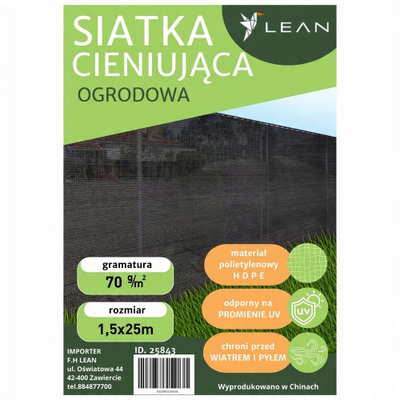 Rrjetë mbuluese për gardh Shade Net, 1.5 x 25 m, 70g/m², e zezë