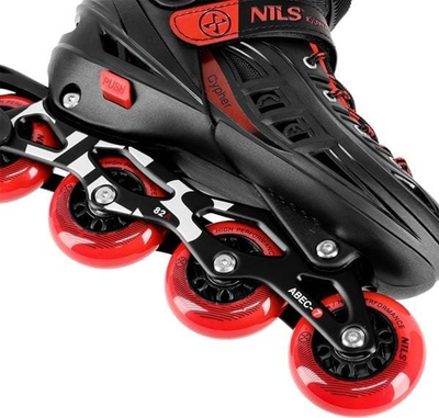 Patina inline për kalamaj Nils Extreme Cypher NA18811A, me numër të rregullueshëm 29-33, me rrota PU, të zeza me të kuqe