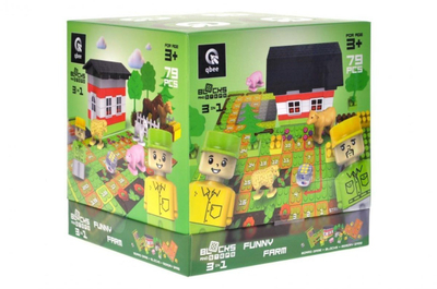Играчка за градење Block and Steps Happy Farm, 79 делови, повеќебојна