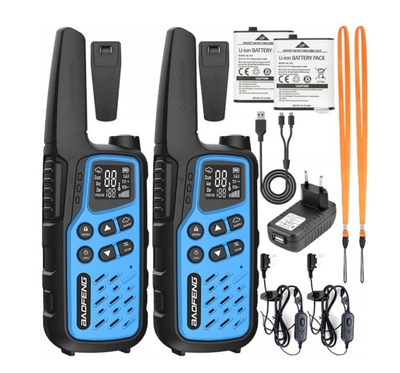Radiolidhje walkie talkie Baofeng BF-T25E, set 2 copë, 16 kanale, blu