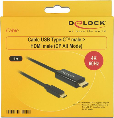 Kabllo Delock USB-C në HDMI, 1 m, e zezë