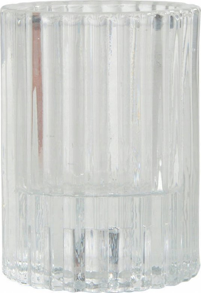 Mbajtëse qiriri Douceur d’Intérieur Ribbed, qelq, 5.5 cm, transparente