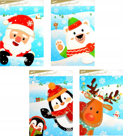 Ngjitëse dritareje MFP Christmas, statike, me shkëlqim, 200 × 300 mm, shumëngjyrëshe