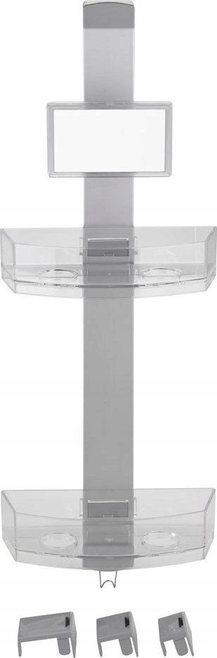Rafth dushi Wenko Shower Caddy me pasqyrë kundër avullit, inox, argjend