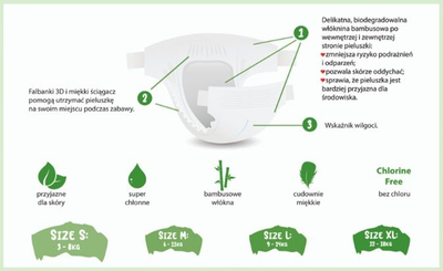 Pelenë Bamboolove XL, 12-18 kg, 20 copë, me fibra bambuje