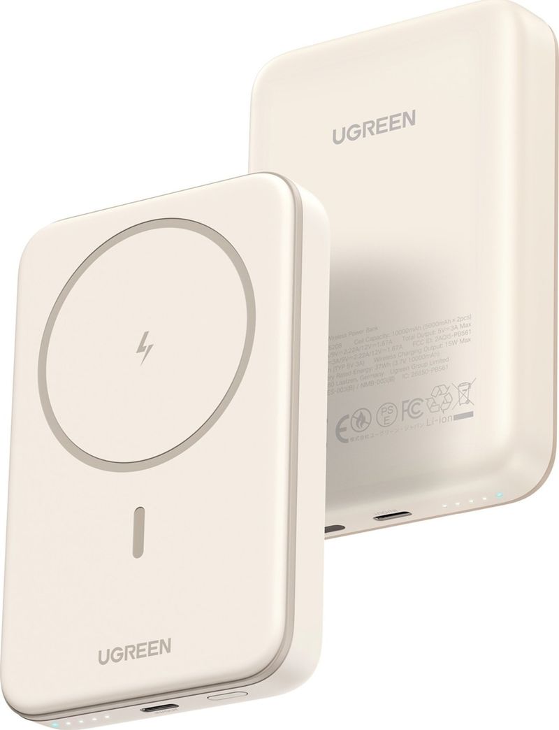 Powerbank Ugreen 25208, 10000mAh, karikim wireless, bezhë