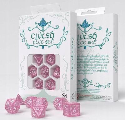 Set zare Q Workshop Elvish Shimmering Pink and White, 7 copë, rozë me shkëlqim