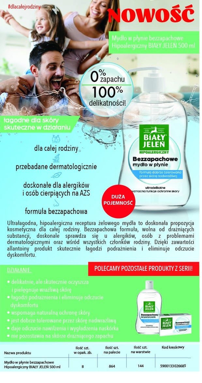 Sapun i lëngshëm Bialy Jelen HYPOALLERGENIC, pa erë, 500 ml