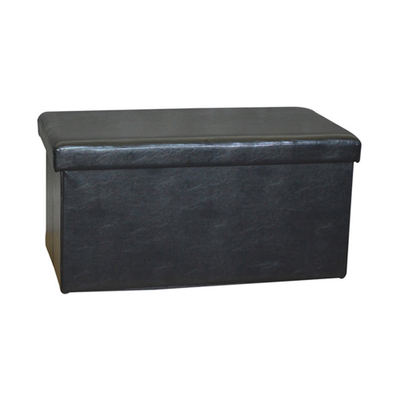 Stol pouf Domoletti XYF634B, 76.5x40.5x40.5cm, lëkurë sintetike, i zi