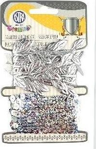 Shirit dekorativ Astra Silver Era, set zbukurimesh, me shkëlqim, argjendtë