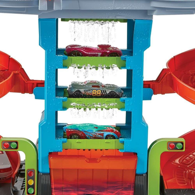 Set lojërash Mattel Hot Wheels City Crazy Mega Car Wash HDP05, me makinë, shumëngjyrësh