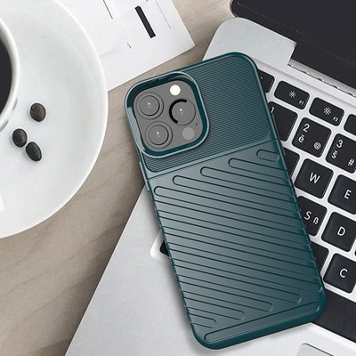 Mbulesë telefoni Thunder Case për iPhone 13 Pro Max, TPU e fortë, antirrëshqitëse, jeshile