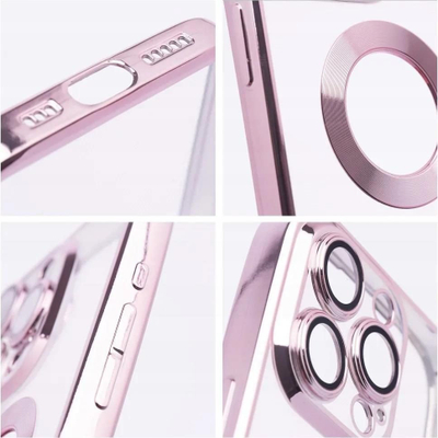 Këllëf telefoni GLAM për iPhone 16e, TPU, me kornizë zbukuruese, rozë