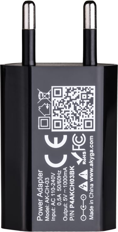 Karikues USB Akyga AK-CH-03BK, 5W, 5V 1A, i zi