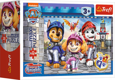 Puzzle Trefl Paw Patrol MiniMaxi Rescue Knights, 20 pjesë, për fëmijë 3+