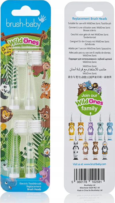 Koka zëvendësimi Brush-Baby KidzSonic, set me 4 copë, për kalamaj 3+ vjeç, shumëngjyrëshe