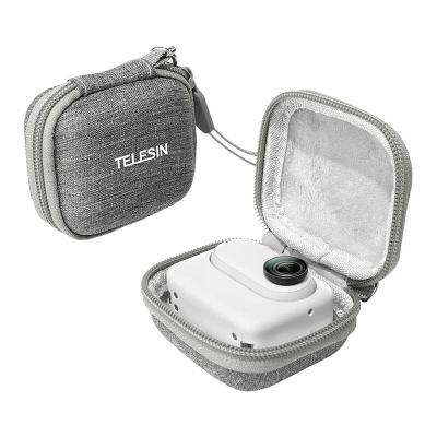 Çantë mbrojtëse TELESIN për Insta360 GO3, etui kompakt, me rrip dore, gri