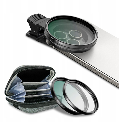 Set filtrash Apexel APL-67FL3N 3në1, CPL/UV/ND32, 67mm, me kapëse dhe adapter 52mm