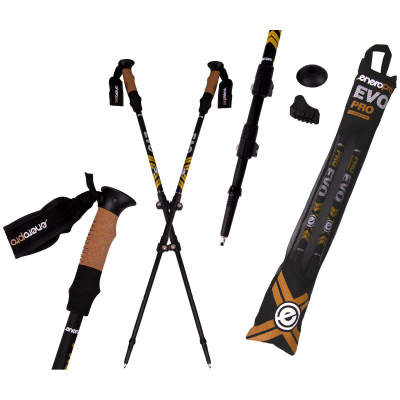 Shkopinj Nordic Walking Enero EVO Pro, alumini, teleskopik 67‑135 cm, të zinj mat