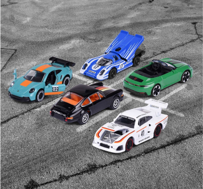 Set lodrash makina Majorette Porsche Edition 2023, 5 copë, shkallë 1/64, shumëngjyrësh