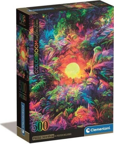 Puzzle Clementoni Colorboom Psychedelic Jungle, 500 pjesë, kuti kompakte, shumëngjyrësh