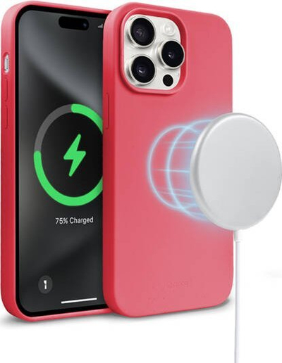 Mbulesë telefoni Crong Colour Cover Magnetic MagSafe për iPhone 15 Pro, silikon, rozë