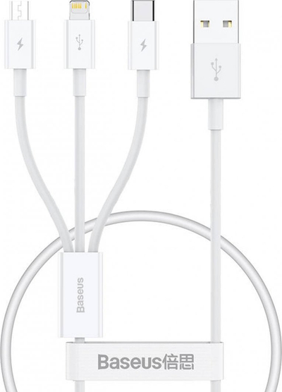 Kabllo Baseus Superior Series USB në M Lightning USB C, 0.5m, 3.5A, e bardhë
