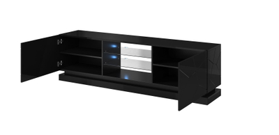 Komodë TV Bed Meble QIU 200, 42x57x200cm, MDF, e zezë