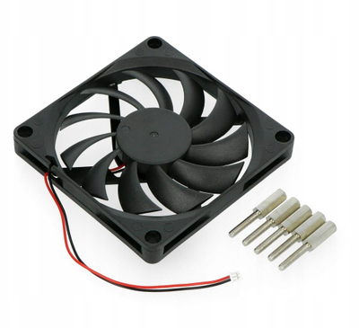 Ventilator ftohës 12V, 80x80x10.8mm, 2 përçues, i zi