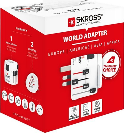 Adaptues universal rryme Skross Konica Minolta, 100 250V, dalje universale, i bardh