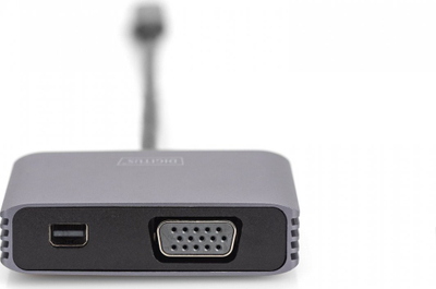 Видео адаптер Дижитус USB-Ц, мини дисплејпорт VGA, 4K, сив