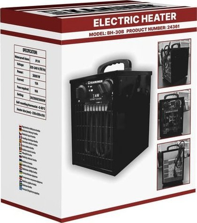 Ngrohës elektrik Kaminer BH 30B 24361, 3kW, me ventilator, ngjyrë e zezë