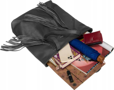 Çantë shpinore shopper Rovicky, lëkurë natyrale, me thekë, gri e errët