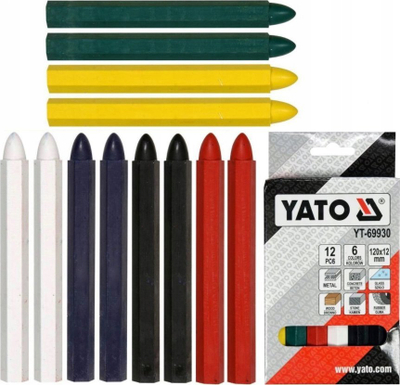 Shkumës teknik Yato YT, 6 ngjyra, set 12 copë