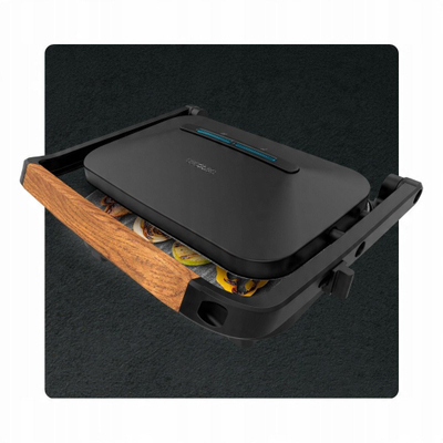 Grill elektrik Cecotec Power Retrogreen 1000max, 1300W, shtresë jo-ngjitëse RockStone, i zi