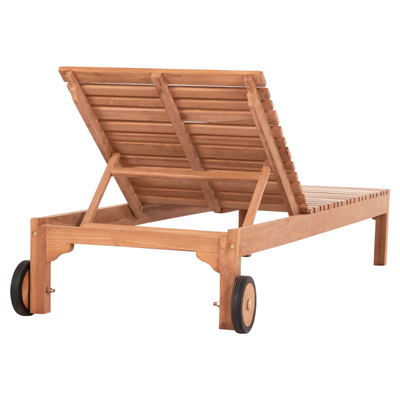 Shezlong plazhi Stellano HM6159, dru teak, me rrota, natyral