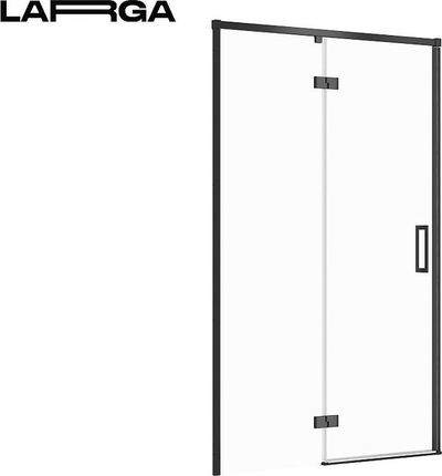 Derë dushi Cersanit Larga Black, 120x195 cm, xham i kalit transparent, profil i zi, hapje nga e majta